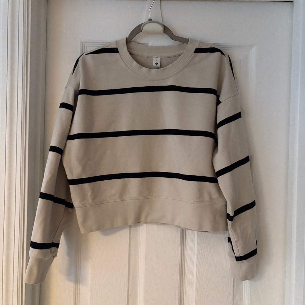 Lululemon Perfectly Oversized Crop Crew – Striped | Size 6